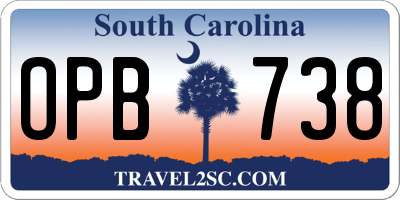 SC license plate OPB738