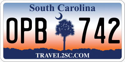 SC license plate OPB742
