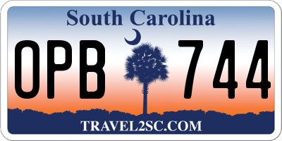 SC license plate OPB744