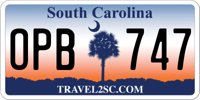 SC license plate OPB747