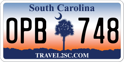 SC license plate OPB748