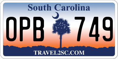 SC license plate OPB749