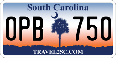 SC license plate OPB750