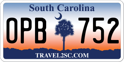 SC license plate OPB752