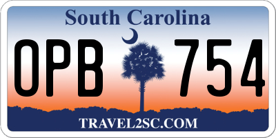 SC license plate OPB754