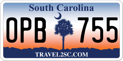 SC license plate OPB755