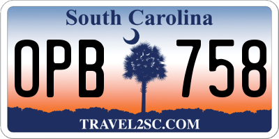SC license plate OPB758