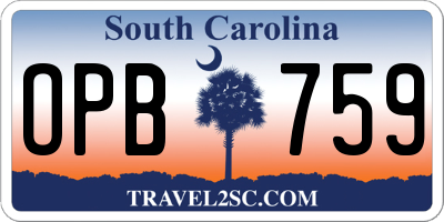 SC license plate OPB759