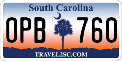 SC license plate OPB760
