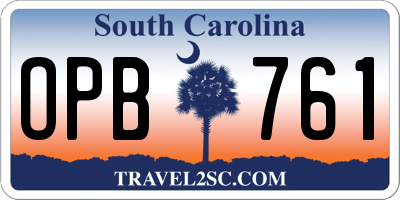 SC license plate OPB761