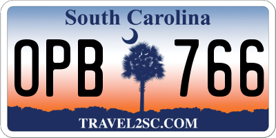 SC license plate OPB766
