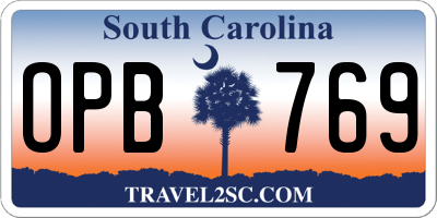 SC license plate OPB769