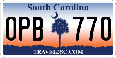 SC license plate OPB770