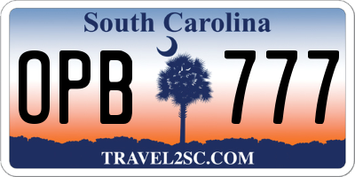 SC license plate OPB777