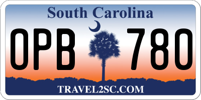 SC license plate OPB780