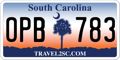 SC license plate OPB783