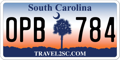 SC license plate OPB784