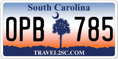 SC license plate OPB785