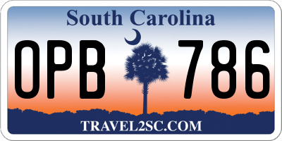 SC license plate OPB786