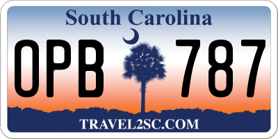 SC license plate OPB787