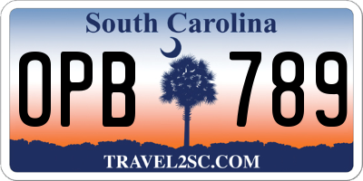 SC license plate OPB789