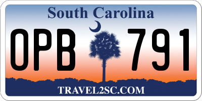 SC license plate OPB791