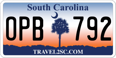 SC license plate OPB792