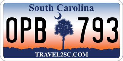 SC license plate OPB793