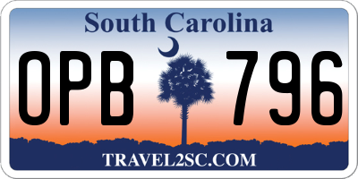 SC license plate OPB796