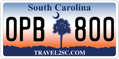 SC license plate OPB800