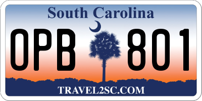SC license plate OPB801