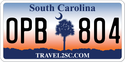 SC license plate OPB804