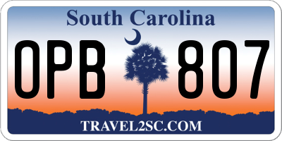 SC license plate OPB807