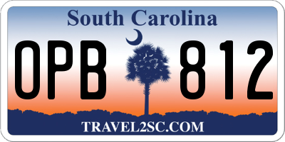 SC license plate OPB812