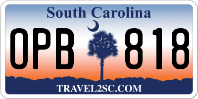 SC license plate OPB818