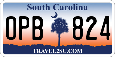 SC license plate OPB824