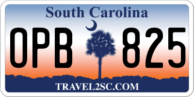 SC license plate OPB825
