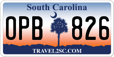 SC license plate OPB826