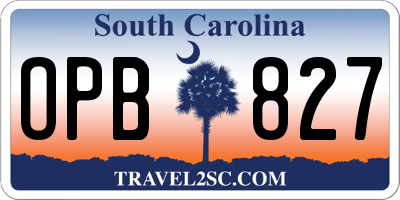 SC license plate OPB827