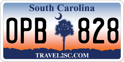 SC license plate OPB828