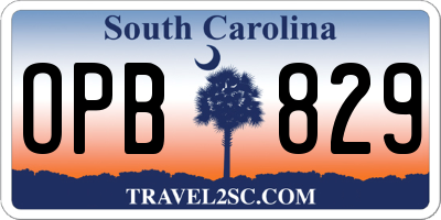 SC license plate OPB829