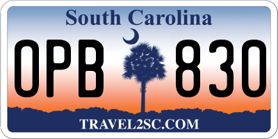 SC license plate OPB830