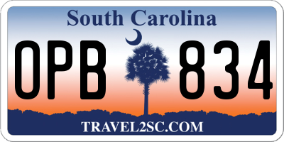SC license plate OPB834