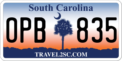 SC license plate OPB835