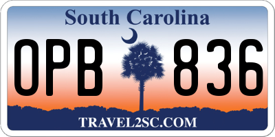 SC license plate OPB836