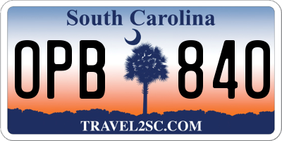 SC license plate OPB840