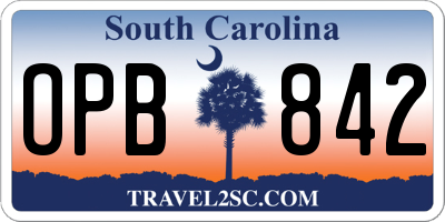 SC license plate OPB842
