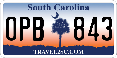 SC license plate OPB843