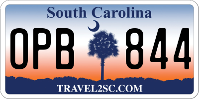 SC license plate OPB844