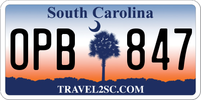 SC license plate OPB847